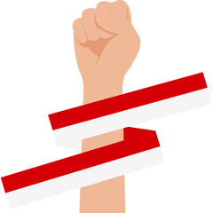  Hand with Indonesian Flag
