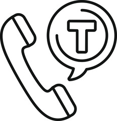 Simple, bold line art icon of a phone receiving a text message, perfect for mobile apps or websites