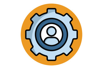 Human resource icon. people in gear. icon related to manage. colored outline icon style. business elements vector illustration
