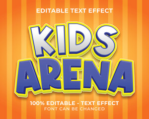 Editable text effect kids arena 3D text effect with orange background