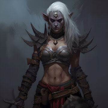 Female drow barbarian