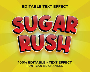 Editable text effect sugar rush 3D text effect with yellow background