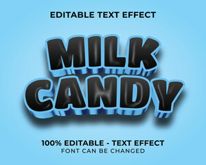 Editable text effect milk candy 3D text effect with blue background