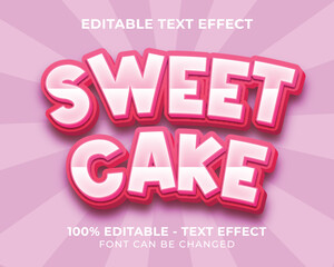 Editable text effect sweet cake 3D text effect with pink background