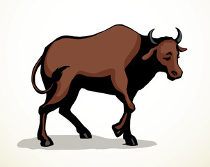 Vector drawing. Cute big cow