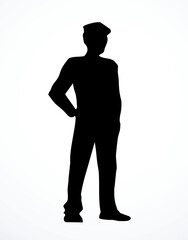 Vector drawing. Standing businessman sign