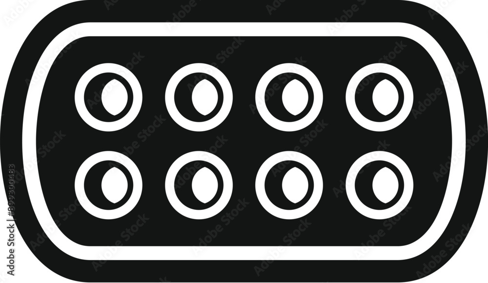 Poster black icon of a serial port connector enabling data transmission between computer peripherals