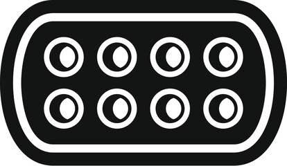 Black icon of a serial port connector enabling data transmission between computer peripherals