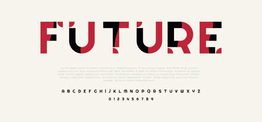 Obraz premium Future Creative modern technology alphabet fonts. Abstract typography urban sport, techno , fashion, digital, future creative logo font. vector illustration