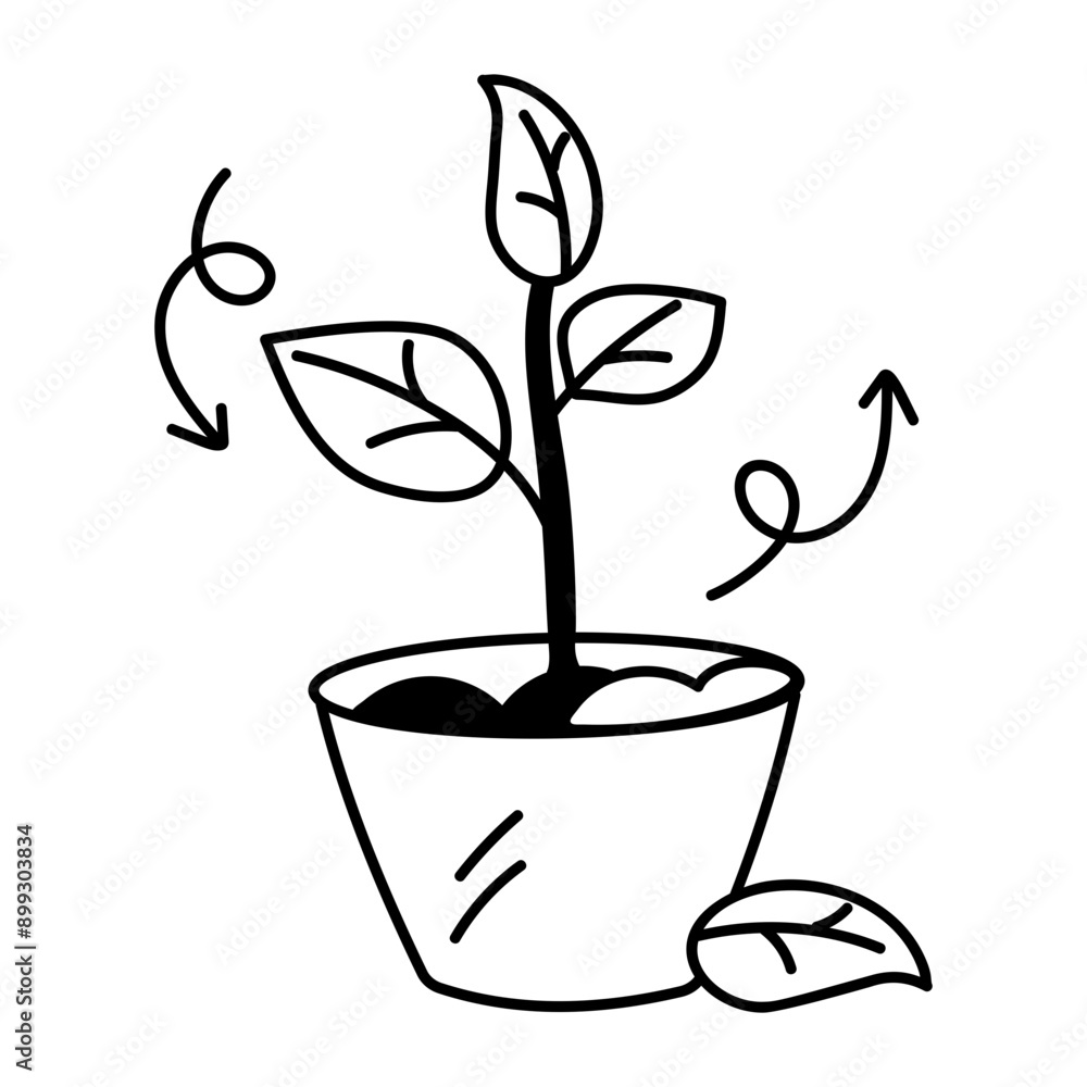 Poster a hand drawn icon of potted plant