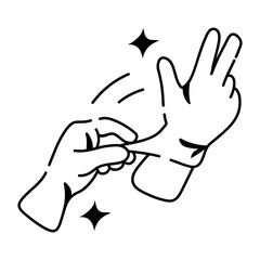 A doodle style icon of lab gloves