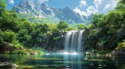 Fototapeta premium nature travel,more detail, --ar 16:9 --stylize 1000 Job ID: 3cd2349c-34b1-4574-8fd4-7c75a154445e