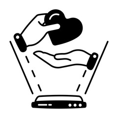 Virtual dating hologram icon in glyph style  