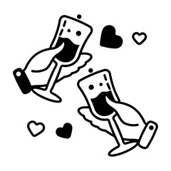 A glyph style icon of romantic date cheers 