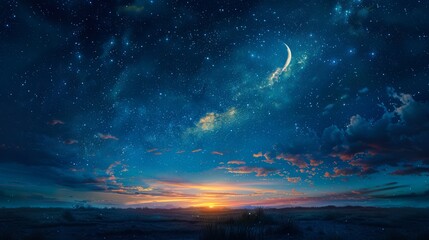 Fototapeta premium night,sky,moon and more star,view,travel --ar 16:9 --stylize 750 Job ID: 51156aef-72fc-4bbf-a4b7-bc11d154101c