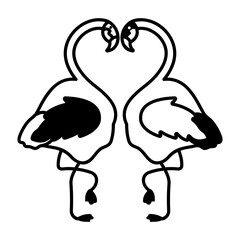 A glyph style icon of flamingo love 