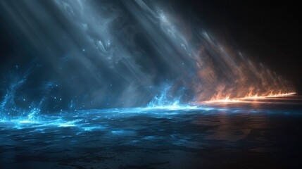 Radiant Beauty: Abstract Light Rays on Black Background