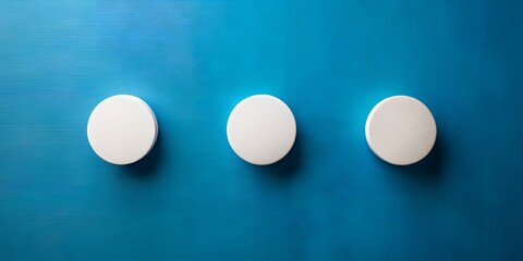 A minimalist composition featuring three white circles on a blue canvas Generative AI