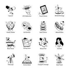 Pack of Scientific Doodle Icons

