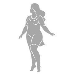 Silhouette figure of a slender woman. The girl is standing. The lady is full of beauty and sexuality. girl is overweight vector illustration.