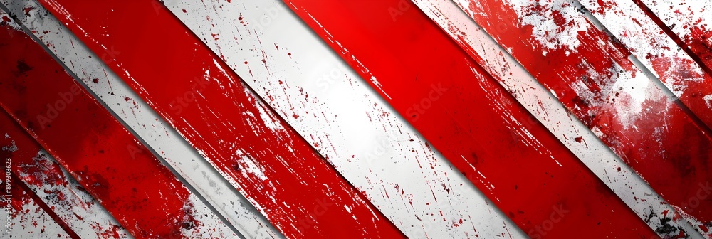 Poster red and white diagonal stripes on grunge background vector presentation design template with modern 