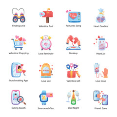 Handy Set of Dating and Romance Flat Style Icons 

