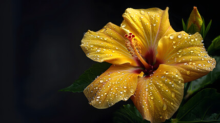 Fototapeta premium yellow lily on black