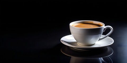 cup of coffee on a black background Generative AI