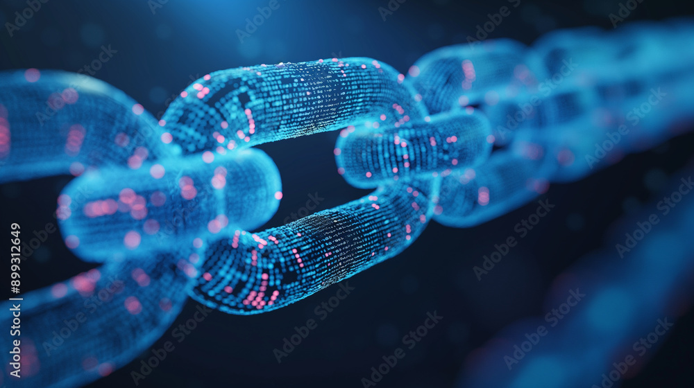 Poster blockchain technology concept. futuristic blue background with dots and lines. abstract outline tech