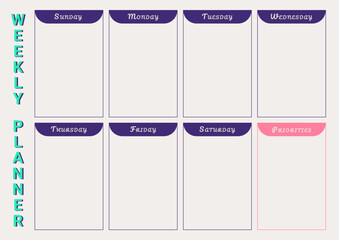 Weekly plan template with space for fill