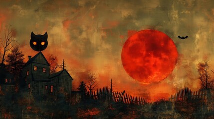 Halloween Art Postcard, Fantasy style illustration Halloween wallpaper background