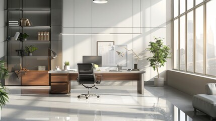 Modern Office Interior Design with City View