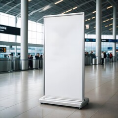 Blank Billboard in Airport Terminal