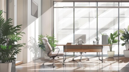 Modern Office Interior Design with Sunlight