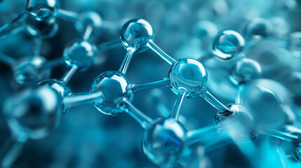 3D illustration of molecules and atoms. Nanotechnology is used to produce products such as medicines, commercial polymers and protective coatings. Computer chips are small