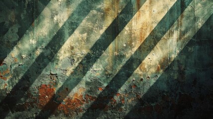 Abstract grunge wall with light and shadow patterns, showcasing a textured, weathered surface with a dramatic industrial vibe.