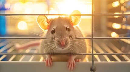 Fototapeta premium laboratory rat in the laboratory. Selective focus.