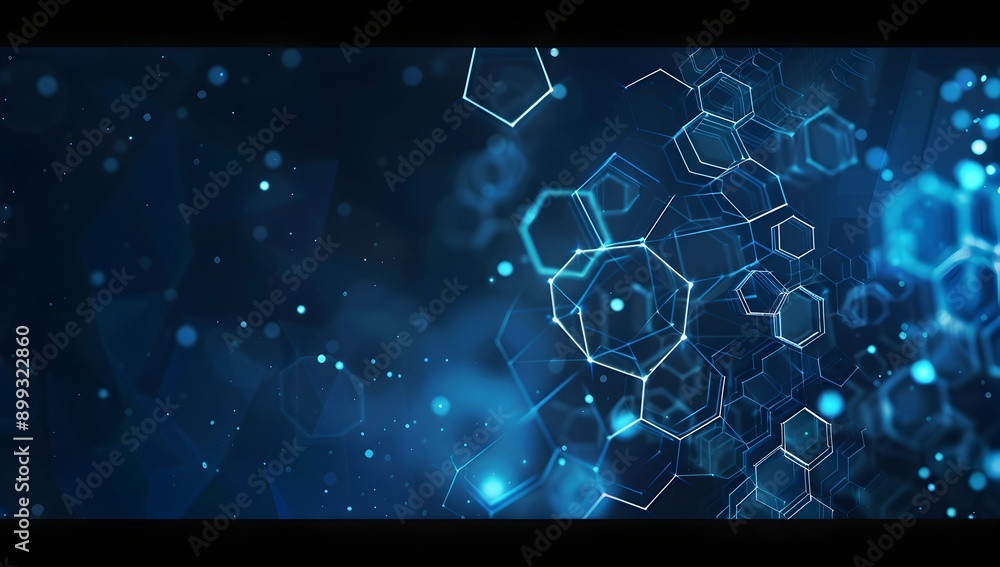 Aufkleber blue technology background with hexagon grid, digital network and connection concept for banner desi