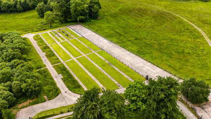 Aerial view of the new cemetry at Rosscor Bridge in Enniskillen, Northern Ireland