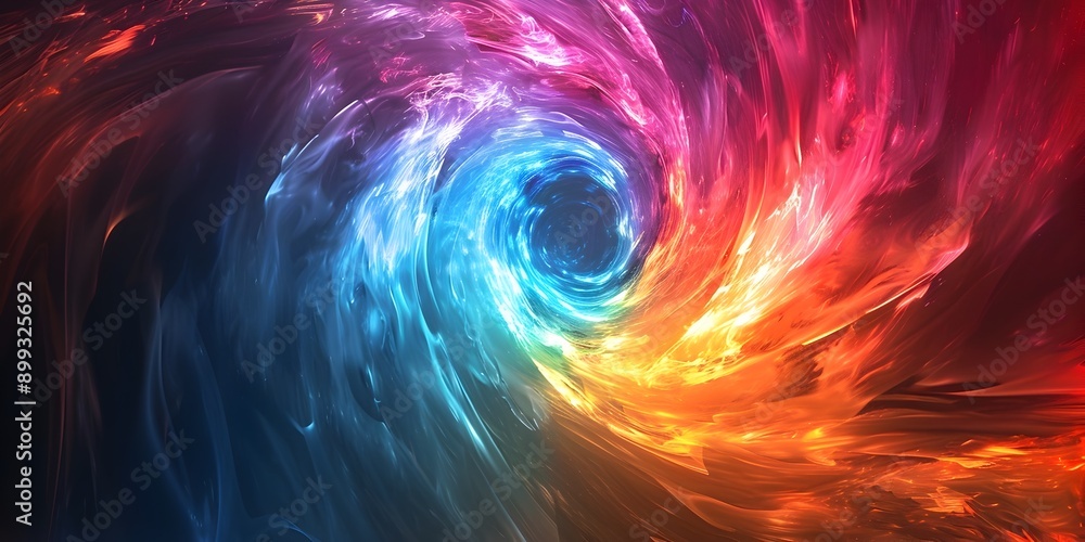 Aufkleber captivating abstract swirl of multicolored energy waves resembling a cosmic portal or dimensional vo