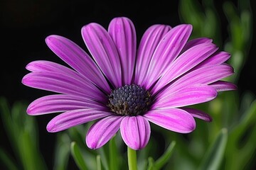 Obraz premium PURPLE COLORE FLOWER IN BLACK