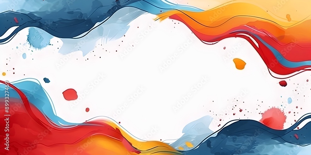 Poster vibrant abstract frame with dynamic shapes and vivid colors on white background
