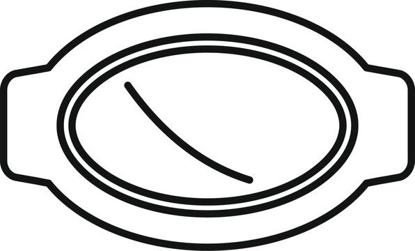 recommend clip art: Simple black and white line drawing of a baking dish for cooking