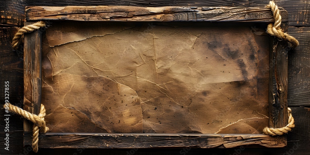 Poster handcrafted rustic wooden frame with charming texture on natural background