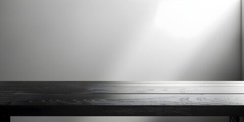 Elegant Minimalist Black Table on Bright White Background for Product Display