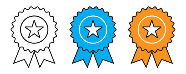 Winning award, prize, medal or badge flat icon for apps and websites
