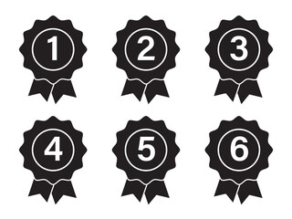 Quality certify badge icon. Qualification certificate medal. Quality award ribbon sign set isolated on white background.