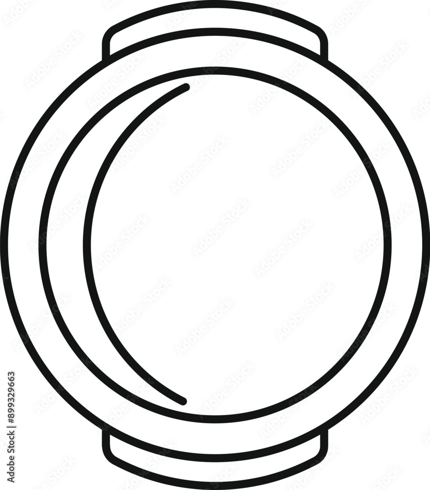 Poster simple line icon of a smartwatch showing a time telling application