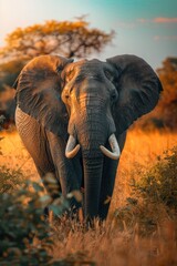 Big beautiful elephant in nature. Selective focus.