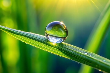 Dewdrop On A Blade Of Grass.